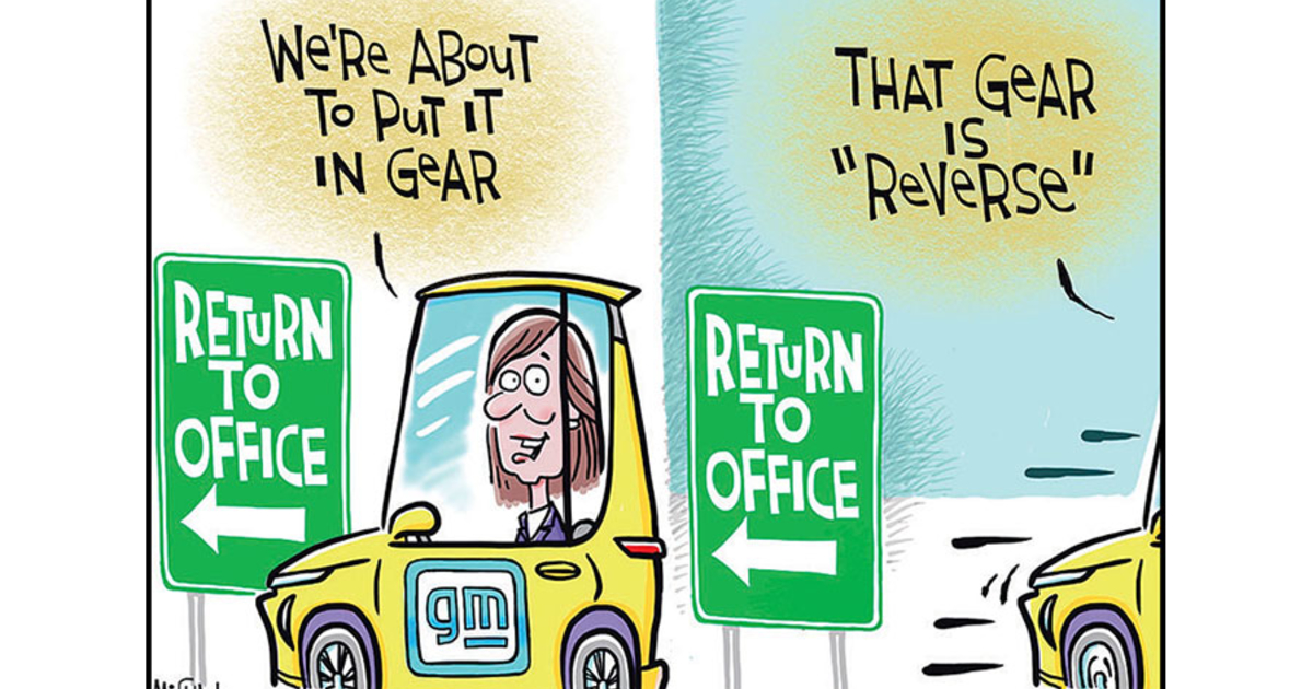 Leo Michael cartoon: GM in reverse | Automotive News