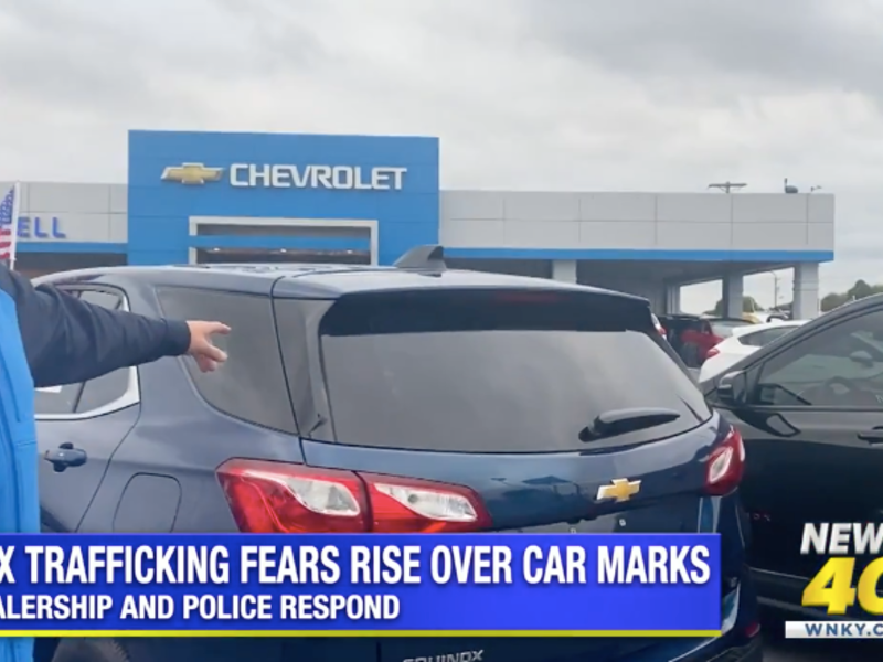 Sex trafficking marks? No, just a Chevy dealership's paint pen