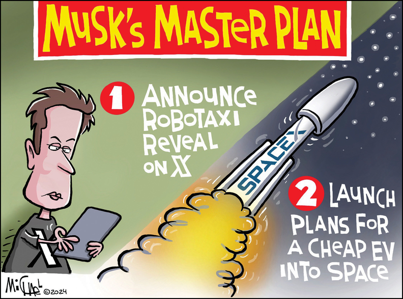 The Master Program Cartoon Leo Michael cartoon: Musk's master plan | Automotive News